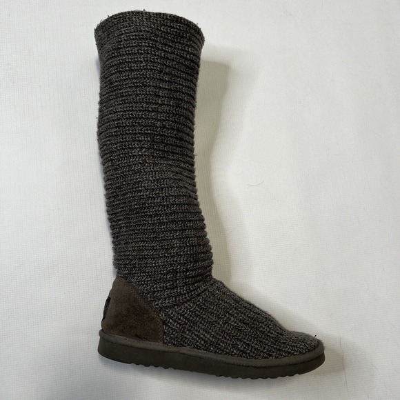 UGG AUSTRALIA WOMEN'S CARDY SWEATER STYLE KNIT MID CALF BOOTS IN GRAY 8 M $150 - Picture 4 of 13